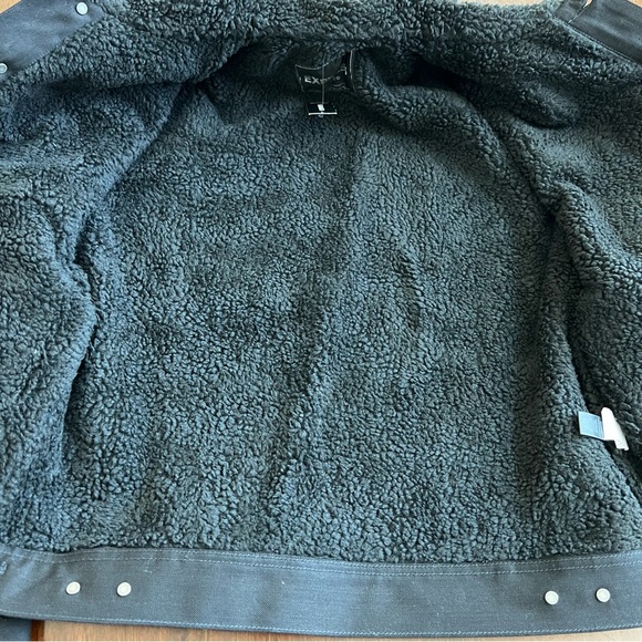 Express mens black denim fur lined jacket. - Picture 7 of 12